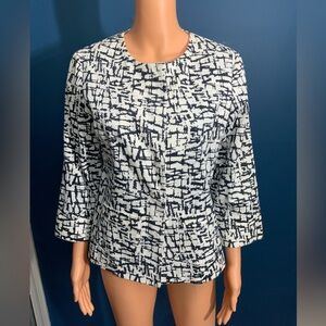 Chico's Navy and White Abstract jacket